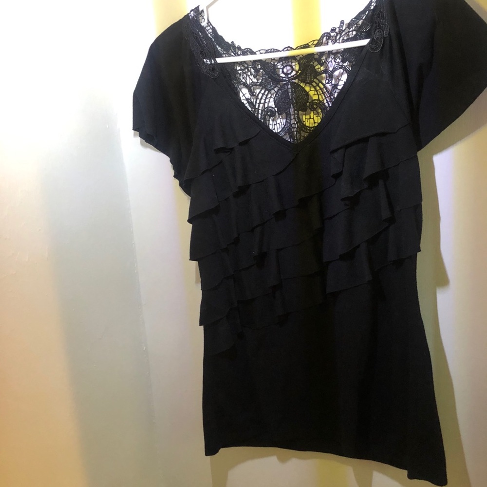 Women’s large black ruffled shirt